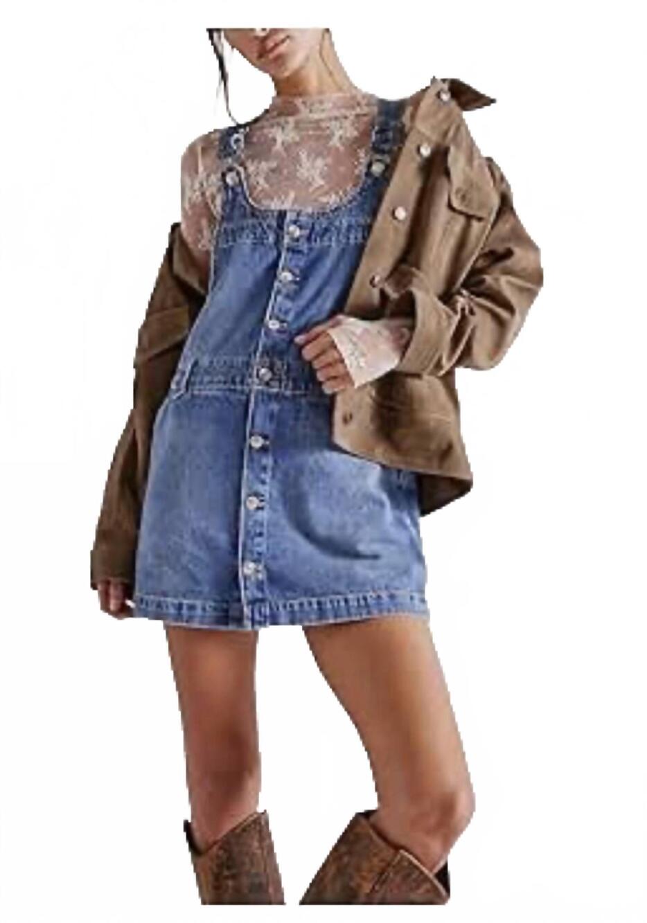 NEW FREE PEOPLE edie overall dress in denim
